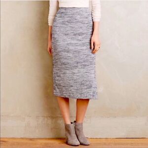 Maeve grey ribbed knit midi pencil skirt XS